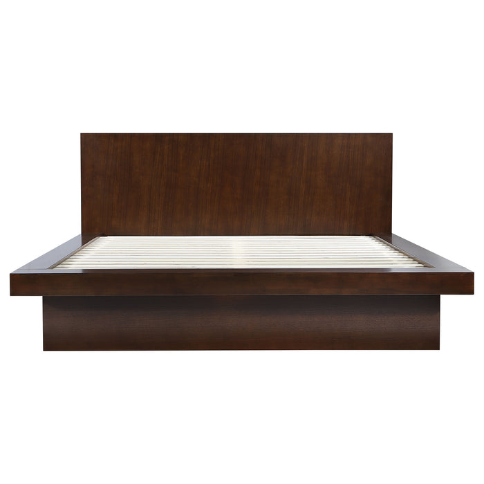 Jessica Wood Eastern King LED Panel Bed Cappuccino