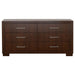 Jessica 5-piece queen LED bedroom set by CoasterEssence, featuring cappuccino-finished furniture with built-in LED lighting.