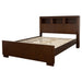 CoasterEssence Jessica Eastern King LED Storage Bookcase Bed in Cappuccino, showcasing the bed with built-in storage and LED lighting.