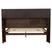 Jessica California King LED Storage Bookcase Bed in Cappuccino by CoasterEssence, showing the bed with built-in storage and LED lighting.