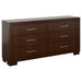Jessica 4-piece queen bedroom set by CoasterEssence in cappuccino finish, includes bed frame, dresser, mirror, and nightstands.