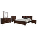 Jessica 5-piece Queen Bedroom Set in cappuccino finish, includes bed frame, nightstands, dresser, and mirror from CoasterEssence.