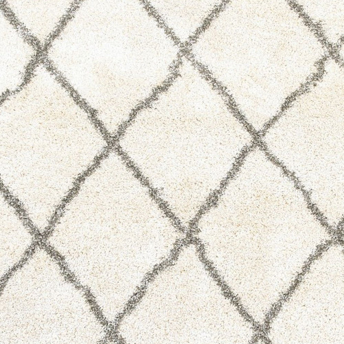 8' x 11' Geometric Lattice Area Rug - Ivory And Gray