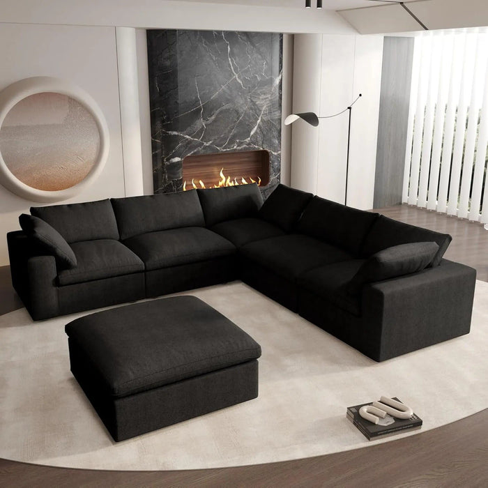 Blend Modular L Shaped Six Piece Corner Sectional - Black