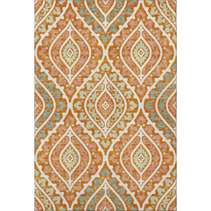 10' X 14' Diamond Washable Area Rug With UV Protection - Orange