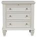 Cream white Sandy Beach 4-piece Queen bedroom furniture set by CoasterEssence, including bed frame, nightstands, and dresser.