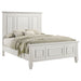 Cream white Sandy Beach Wood Queen Panel Bed by CoasterEssence with a classic, sturdy wooden frame and panel headboard.