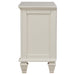 Cream white Sandy Beach 3-drawer nightstand by CoasterEssence showing smooth wooden surface and sleek drawer handles.
