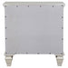Cream white Sandy Beach 3-drawer nightstand by CoasterEssence, showcasing smooth finish and modern furniture design.
