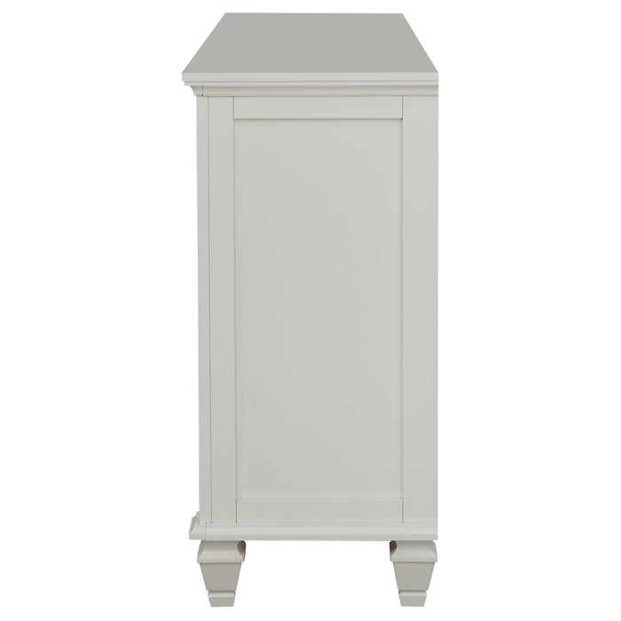 Cream white Sandy Beach 11-drawer dresser by CoasterEssence with sleek handles and a smooth finish, showcasing its spacious storage and modern design.