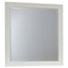 Cream white Sandy Beach dresser mirror by CoasterEssence, showcasing a sleek, rectangular furniture mirror with a smooth finish.
