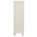 Cream white Sandy Beach 5-drawer bedroom chest by CoasterEssence, showcasing its sleek furniture design with five spacious drawers.