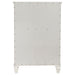 Cream white Sandy Beach 5-drawer bedroom chest by CoasterEssence, featuring a sleek design with five spacious drawers and modern hardware.