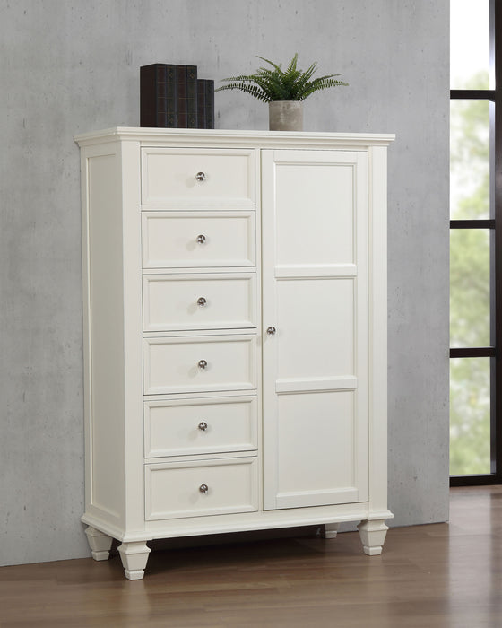 Cream white Sandy Beach 8-drawer door chest by CoasterEssence featuring a stylish furniture design with multiple drawers and a sleek finish.