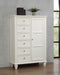 Cream white Sandy Beach 8-drawer door chest by CoasterEssence featuring a stylish furniture design with multiple drawers and a sleek finish.