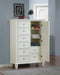 Cream white Sandy Beach 8-drawer door chest by CoasterEssence, featuring a stylish furniture piece with multiple storage drawers and doors.