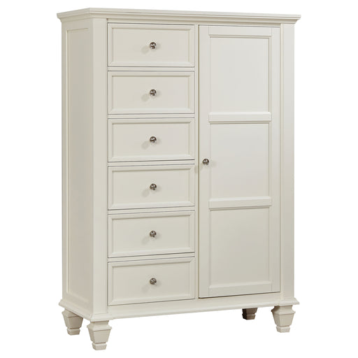 Cream white Sandy Beach 8-drawer door chest by CoasterEssence with sleek drawers and modern furniture design.