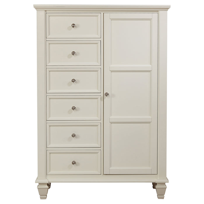 Cream white Sandy Beach 8-drawer door chest by CoasterEssence, showcasing a modern furniture piece with multiple drawers and sleek design.