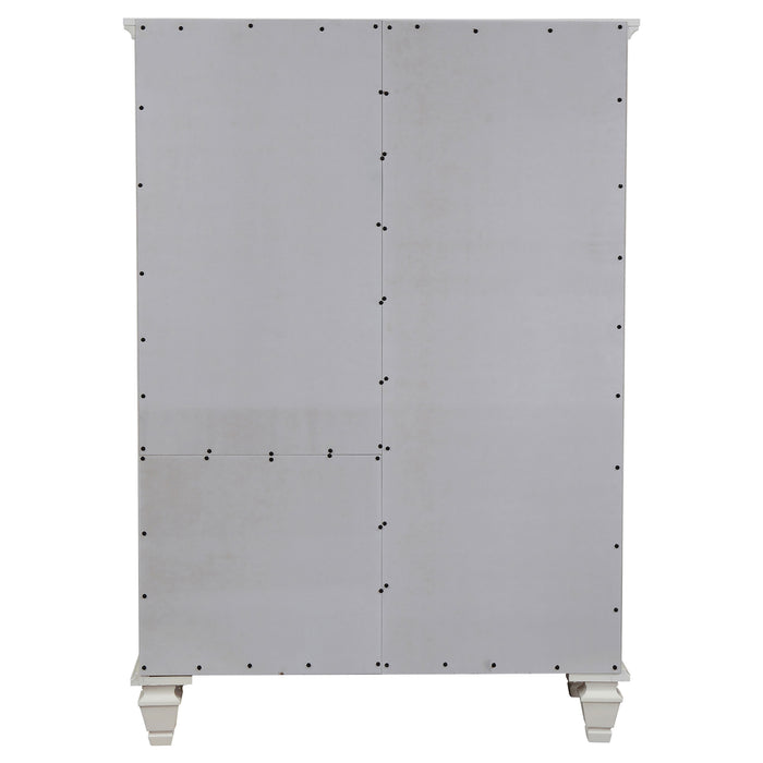 Cream white Sandy Beach 8-drawer door chest by CoasterEssence, showcasing a spacious wooden furniture piece with sleek drawer handles.