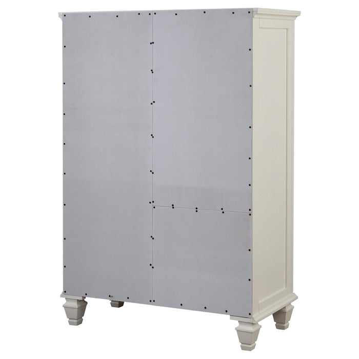 Cream white Sandy Beach 8-drawer door chest by CoasterEssence, featuring a sturdy wooden furniture design with multiple drawers and sleek door fronts.