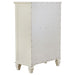 Cream white Sandy Beach 5-piece Eastern King bedroom set by CoasterEssence, includes bed frame, nightstands, and matching furniture.