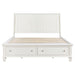 Cream white Sandy Beach Wood Eastern King Storage Panel Bed by CoasterEssence with a sturdy, elegant wooden design and storage features.