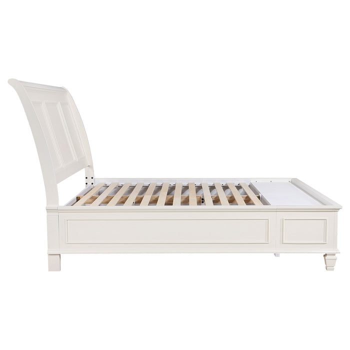 Sandy Beach Wood Eastern King Storage Panel Bed Cream White