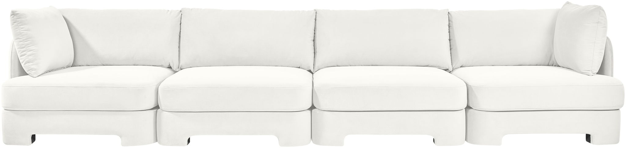 Meridian Furniture Hammond velvet performance fabric 4-piece stationary sectional sofa with plush upholstery and modern design.