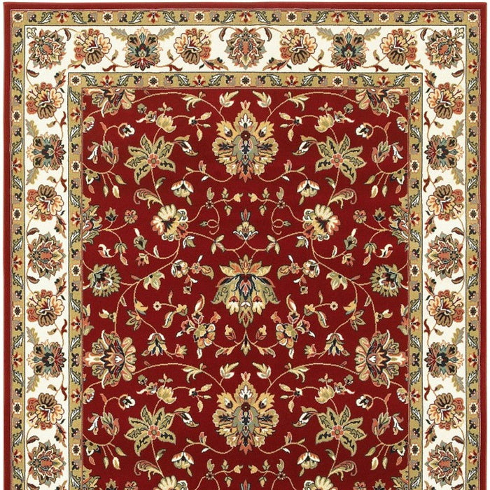 9' x 12' Machine Woven Floral Oriental Indoor Area Rug - Red Ivory