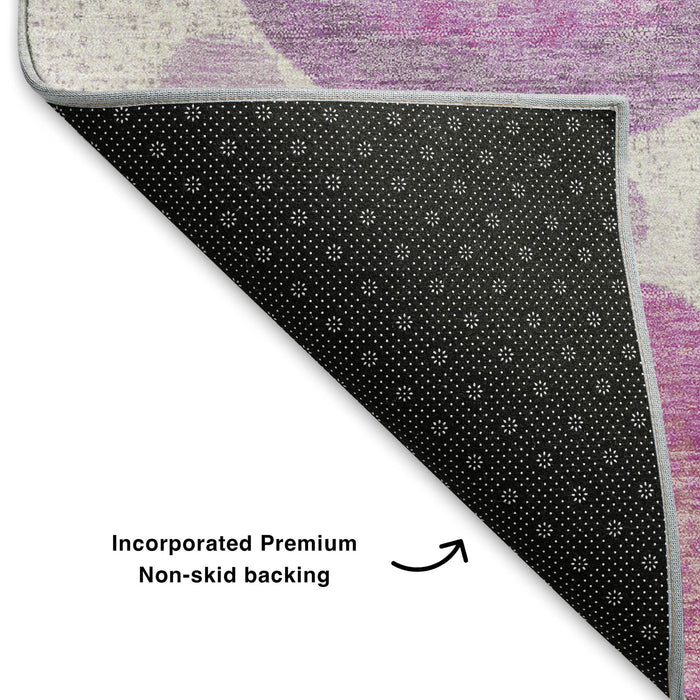 10' X 14' Geometric Washable Area Rug With UV Protection (707329) - Pink / Green / Ivory