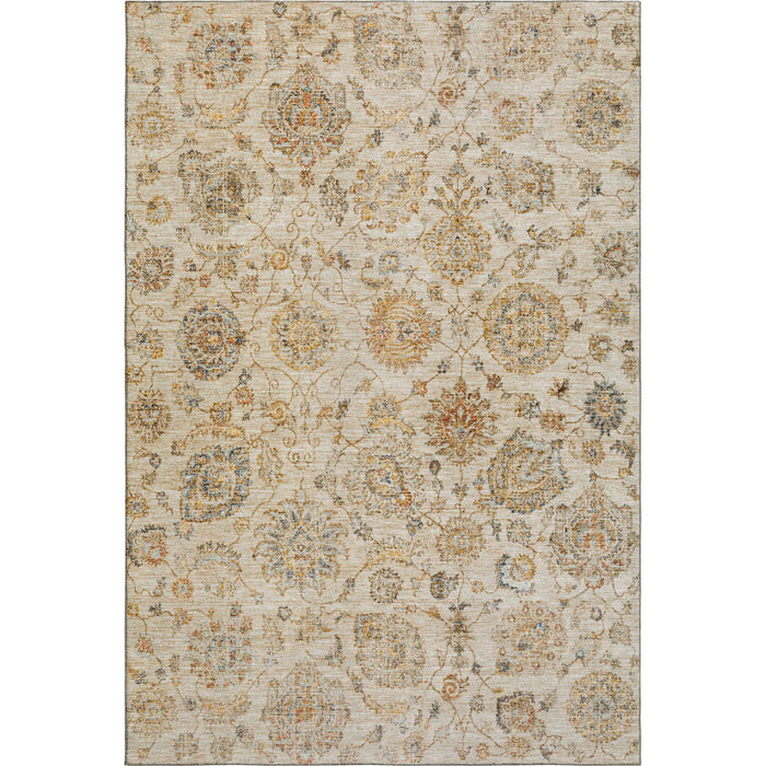 10' X 14' Damask Washable Area Rug With UV Protection (705137) - Linen / Gray
