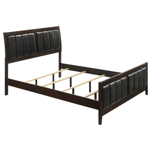 CoasterEveryday Carlton Wood Eastern King Panel Bed in cappuccino finish, showcasing the elegant wood frame and panel design.