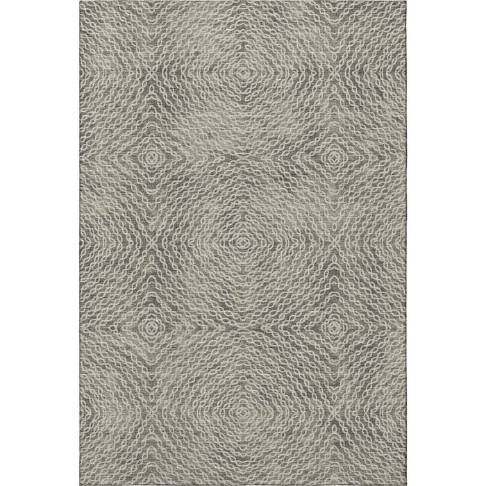 8' X 10' Geometric Washable Area Rug With UV Protection - Coffee And Beige