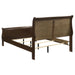 Louis Philippe wood full sleigh bed in cappuccino finish, showcasing elegant curved headboard and sturdy wooden frame.