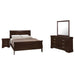 Louis Philippe 4-piece queen bedroom set by CoasterEveryday featuring a cappuccino-finished bed frame, dresser, mirror, and nightstands