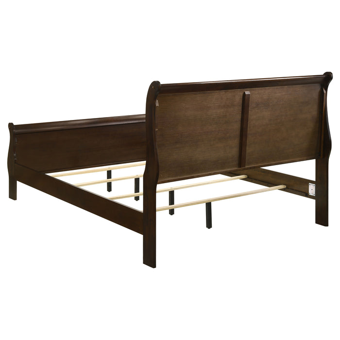 Louis Philippe 4-piece Queen bedroom set by CoasterEveryday in cappuccino finish, includes bed frame, nightstands, and dresser.