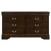 Louis Philippe 4-piece queen bedroom set by CoasterEveryday in cappuccino finish, includes bed frame, dresser, mirror, and nightstands.