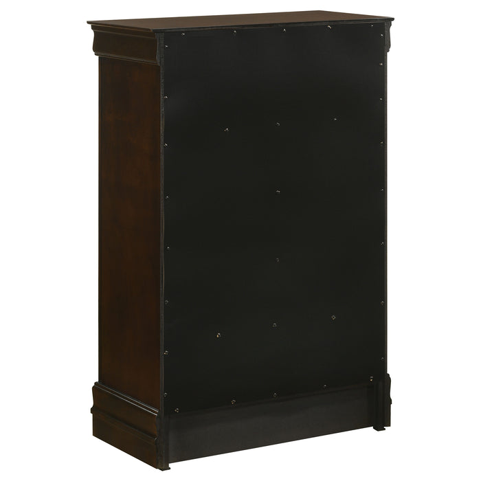 Louis Philippe 4-piece Queen Bedroom Set by CoasterEveryday in cappuccino finish, includes bed frame, nightstands, and dresser.