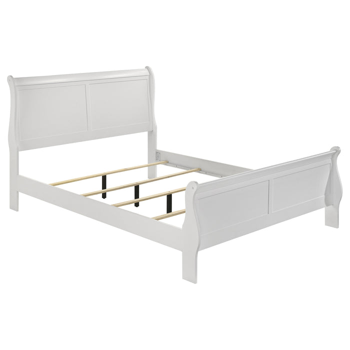 Louis Philippe 4-piece Eastern King bedroom set by CoasterEveryday featuring a white finish and elegant furniture design.