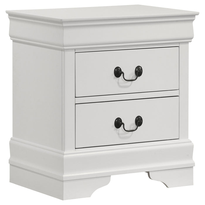 Louis Philippe 5-piece Eastern King bedroom set by CoasterEveryday, featuring white furniture including a bed, dresser, and nightstands.
