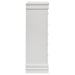 White Louis Philippe 5-drawer bedroom chest by CoasterEveryday, showcasing a sleek wooden furniture piece with elegant drawer handles.