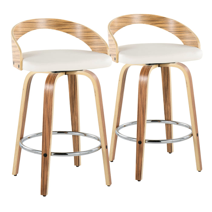 Grotto - 26" Fixed-Height Counter Stool (Set of 2) - White & Light Brown