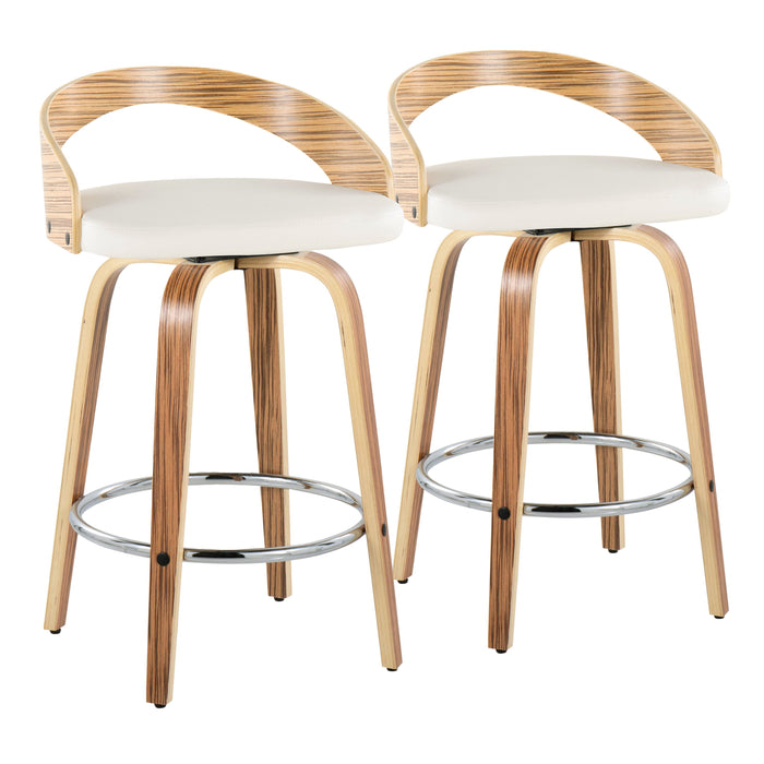 Grotto - 26" Fixed-height Counter Stool (Set of 2) - White & Light Brown