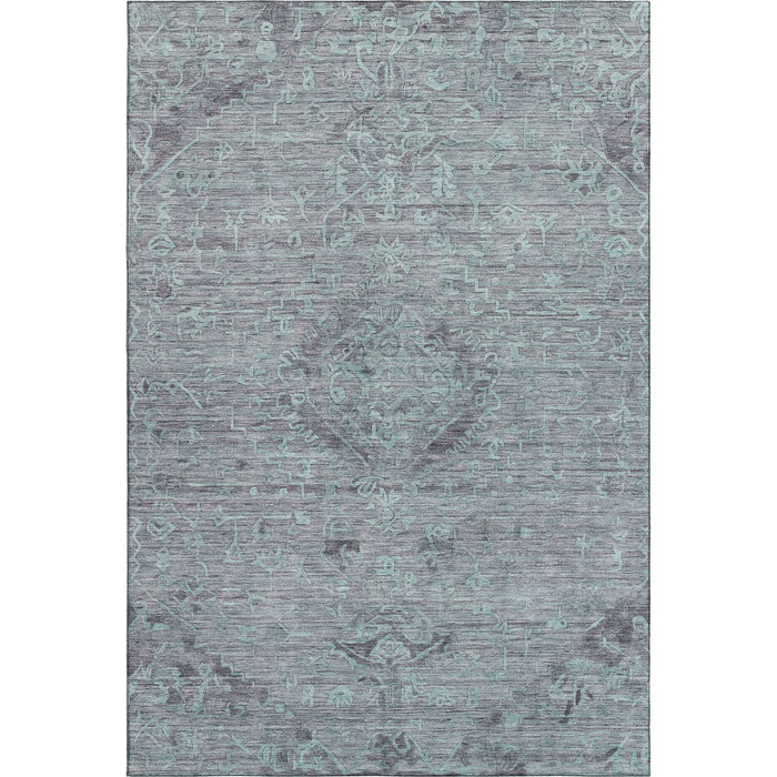 10' X 14' Medallion Washable Area Rug With UV Protection (684648) - Teal / Gray