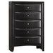 Black Briana 5-piece Eastern King bedroom set by CoasterEssence, featuring a bed frame, nightstands, and matching dresser in a furniture image.