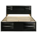 Black Briana Wood Eastern King Storage Bookcase Bed by CoasterEssence with built-in storage drawers and a sturdy wooden frame.