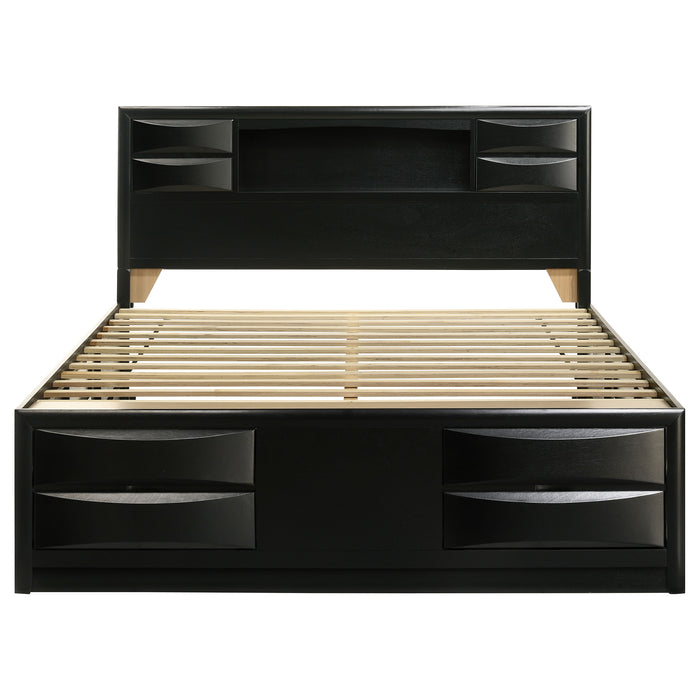 Briana Wood Eastern King Storage Bookcase Bed Black