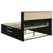 Black Briana Wood Eastern King Storage Bookcase Bed by CoasterEssence, featuring a modern design with built-in storage drawers.