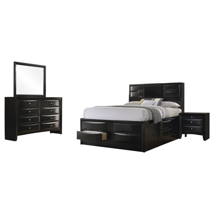 Black Briana 4-piece California King bedroom furniture set by CoasterEssence, including a bed frame and matching pieces in a modern design.