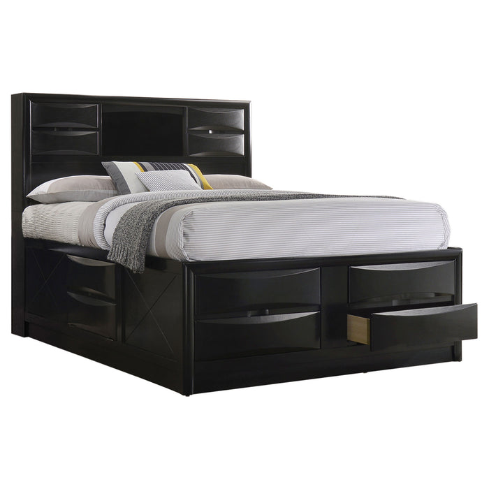 Black Briana 5-piece California King bedroom furniture set by CoasterEssence featuring a bed, nightstands, and matching bedroom pieces.